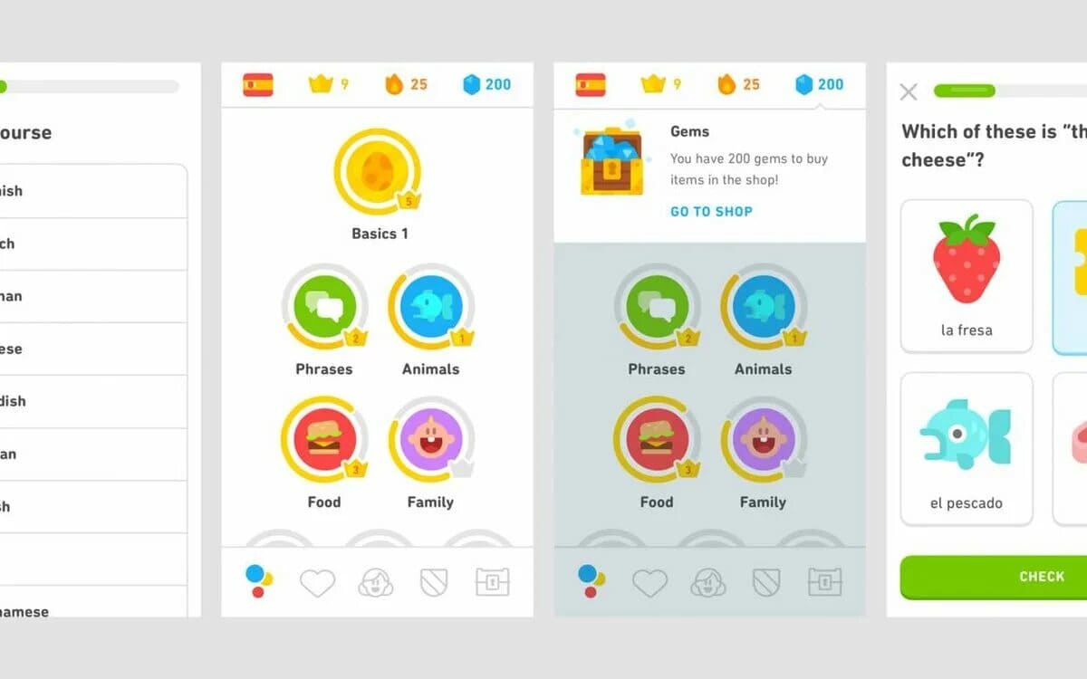 Screenshot showing gamified progress tracking