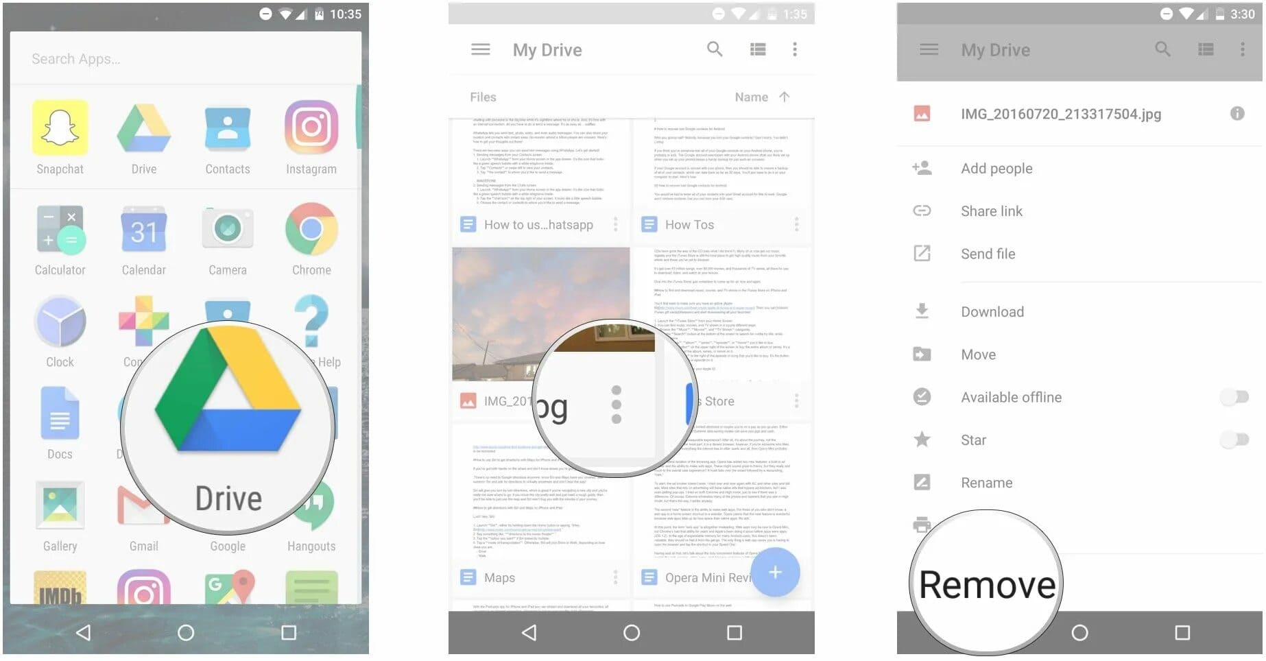 Search results view