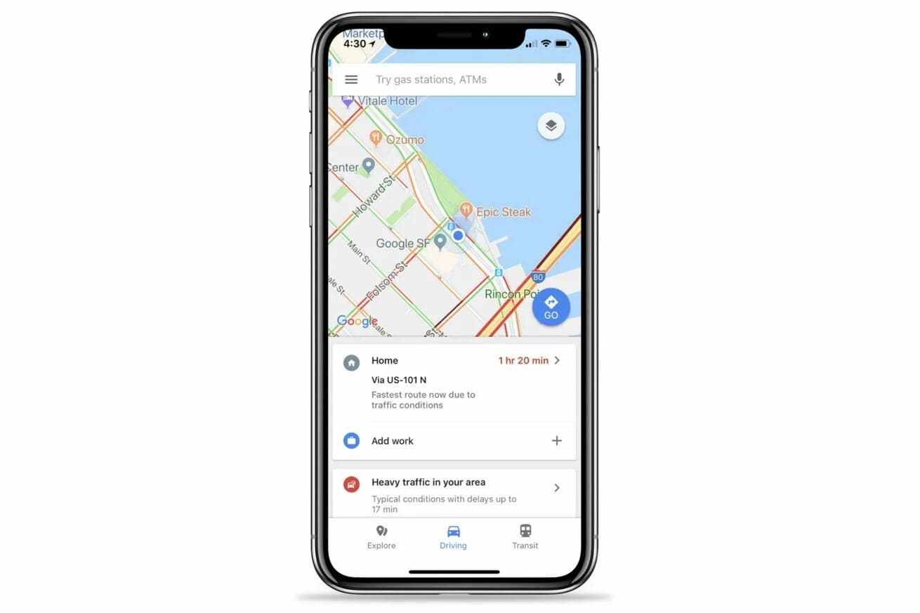Public transit directions interface